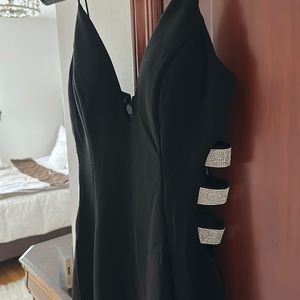 Black dress with rhinestone cutout